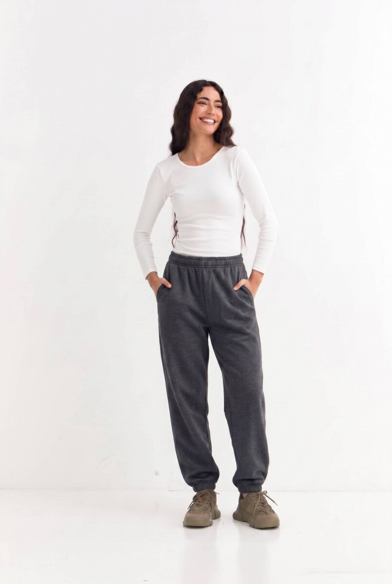 Pantalón dep clásico c/puños elásticos - UNISEX - Gris melange oscuro 