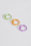 Set de tres anillos transparencia labrado 18 mm multicolor