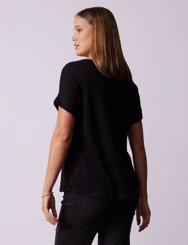 Remera Botones NEGRO