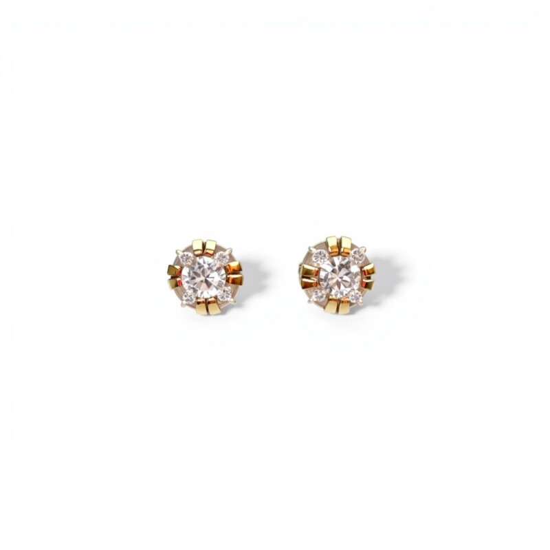Caravanas Solitario cuadrado oro- Oro bajo - Zirconia - CA8178 conpiedra