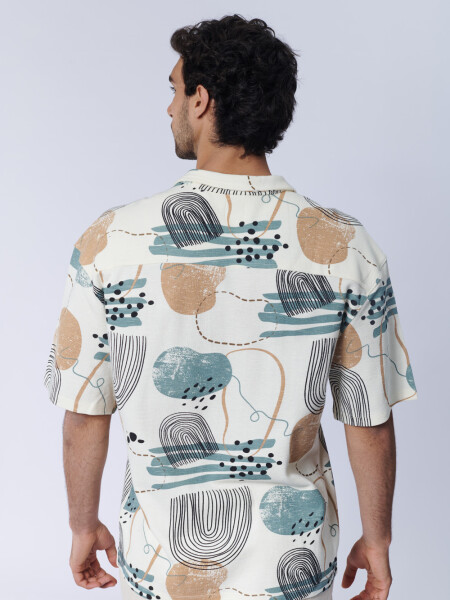Camisa rústica estampa abstracta Cruda