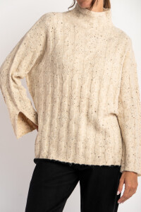 Polera Texturada Bouttonne Beige Melange