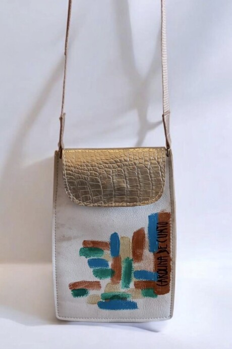 Bandolera CELI Blanca Com Arte Turquesa