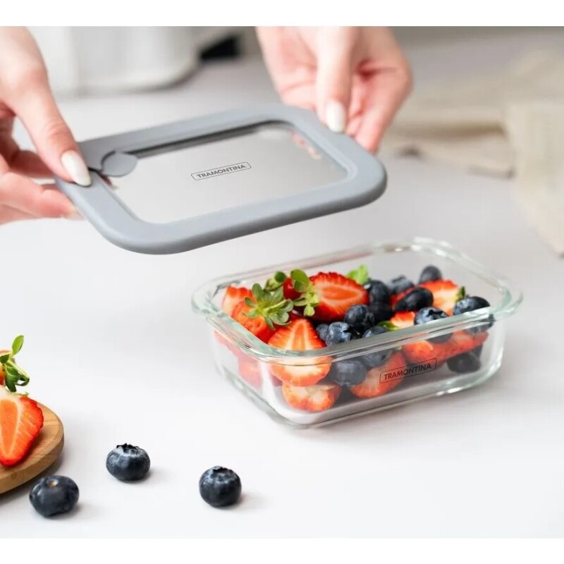 Tupper de vidrio rectangular Tramontina Vittra con tapa hermética de silicona 1.05 lts 61227/520 Tupper de vidrio rectangular Tramontina Vittra con tapa hermética de silicona 1.05 lts 61227/520