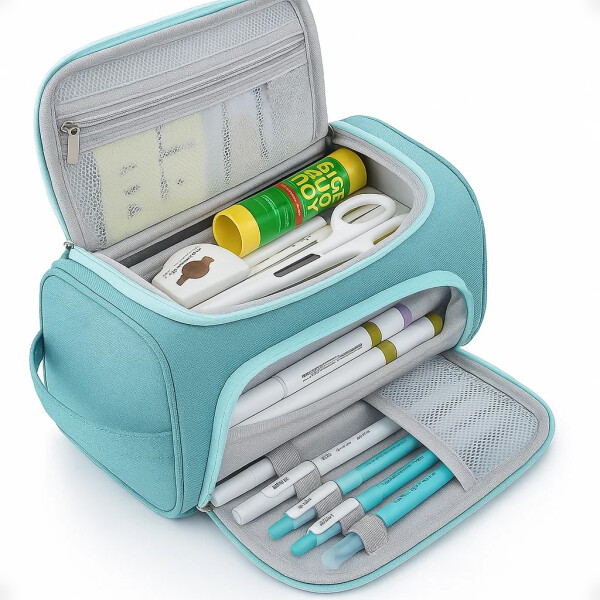 Bolso Cartuchera Gran Capacidad Para Lápices Y Marcadores Verde