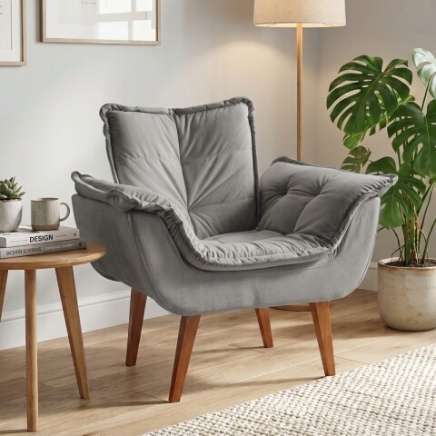 SILLON Butaca EROS Poltrona con asiento y espaldar de espuma revestido en terciopelo - Jolie Prata SILLON Butaca EROS Poltrona con asiento y espaldar de espuma revestido en terciopelo - Jolie Prata