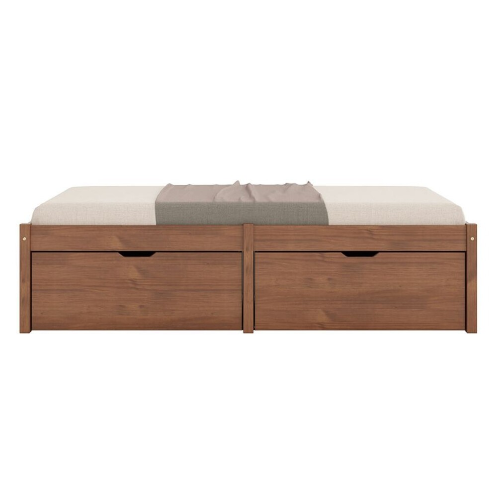Cama Madera Maciza Con Cajones - 1 plaza - Linea beauty Marron