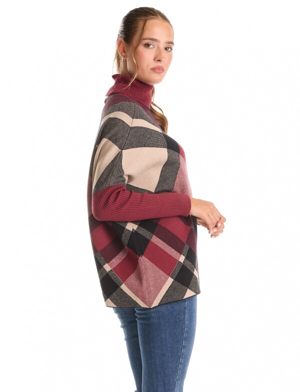 Polera Poncho Oversize MULTI/BORDEAUX
