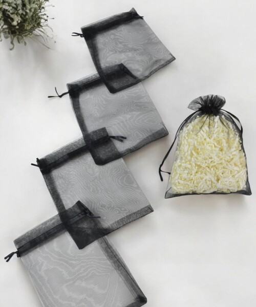 Pack x 100 - Bolsas organza 12x17 cm NEGRO