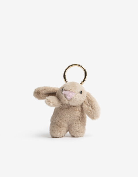 Llavero Cozy Llavero Y Bag Charm Peluche Conejo - Gris Claro