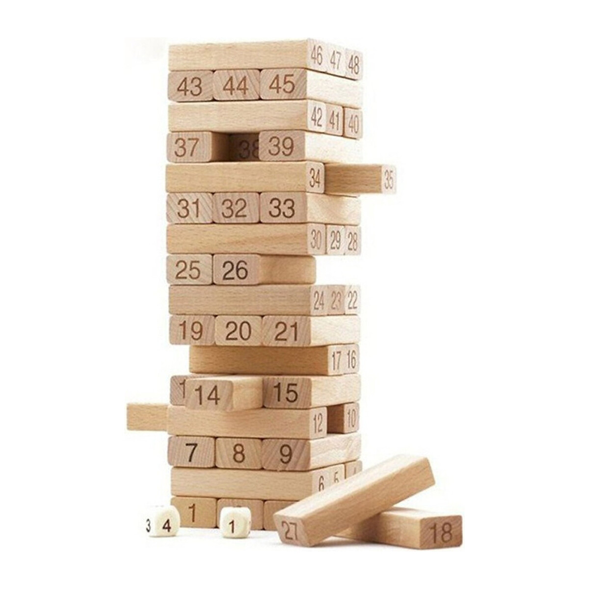 Jenga Torre Maderas Apilables Juego Mesa Dado Diversión A 