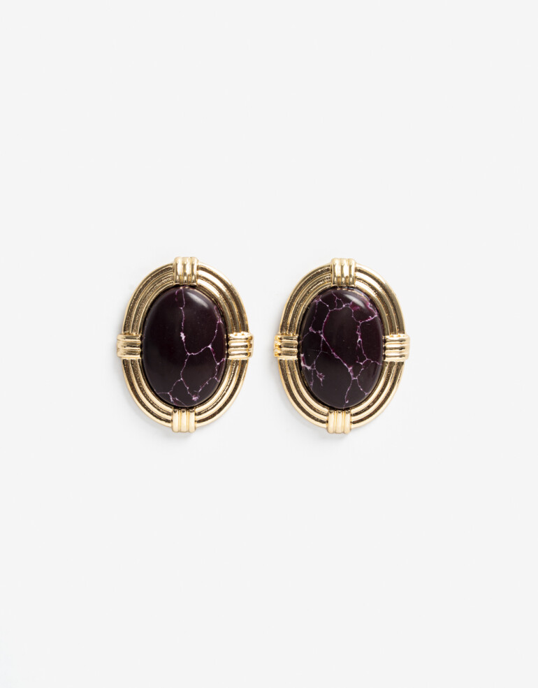 Aros Colgantes Cortos Piedra Aros Colgantes Cortos Piedra Vintage - Dorado