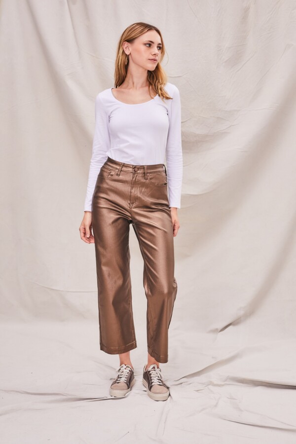 Metallic Wide Leg Cobre