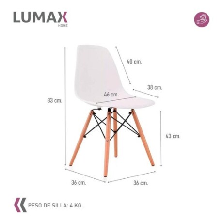Juego de comedor Con Mesa Circular de 80cm + 4 Sillas Eames Blanco/Blanco