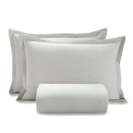 Juego Colcha y Funda Piquet Dohler Queen 100% Algodón Gris Plata