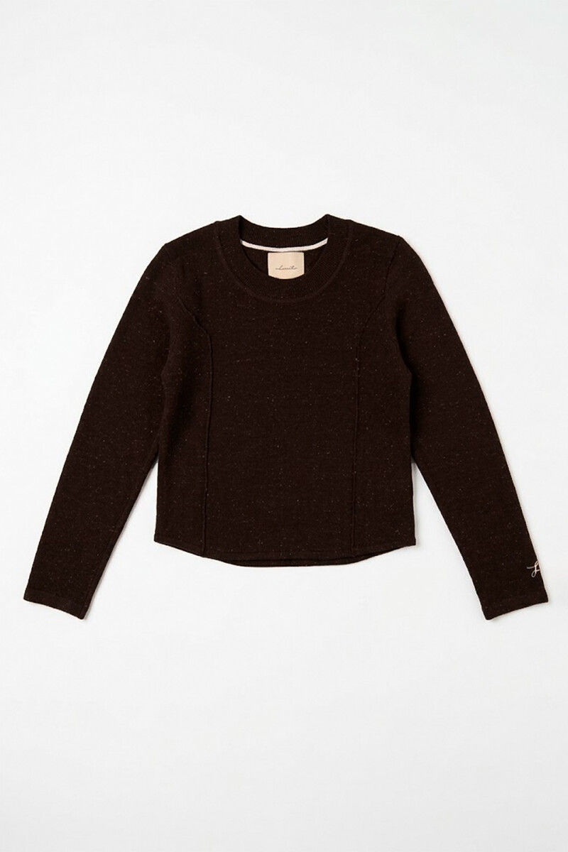 SWEATER U BOUTONE MARRON