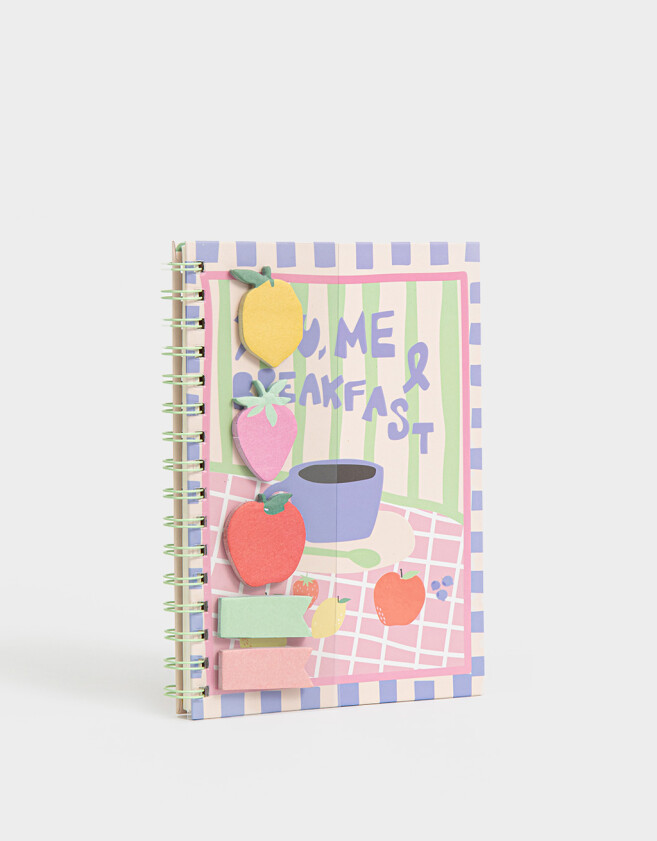 Anotadores Cuadernos y Memos Foodie Cuaderno A5 Con Set De Sticky Notes - Combinacion Multicolor