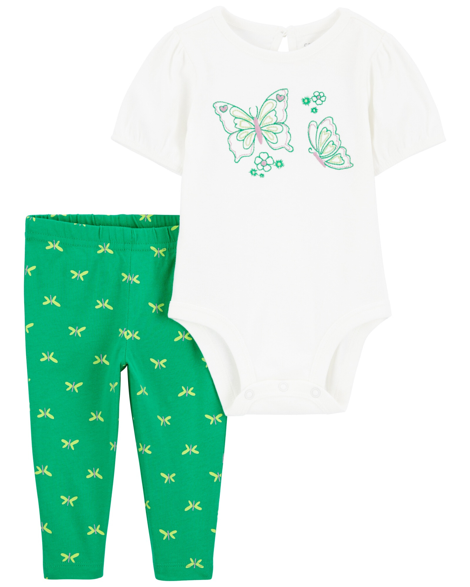Set dos piezas de algodón, calza y body diseño mariposa Set dos piezas de algodón, calza y body diseño mariposa