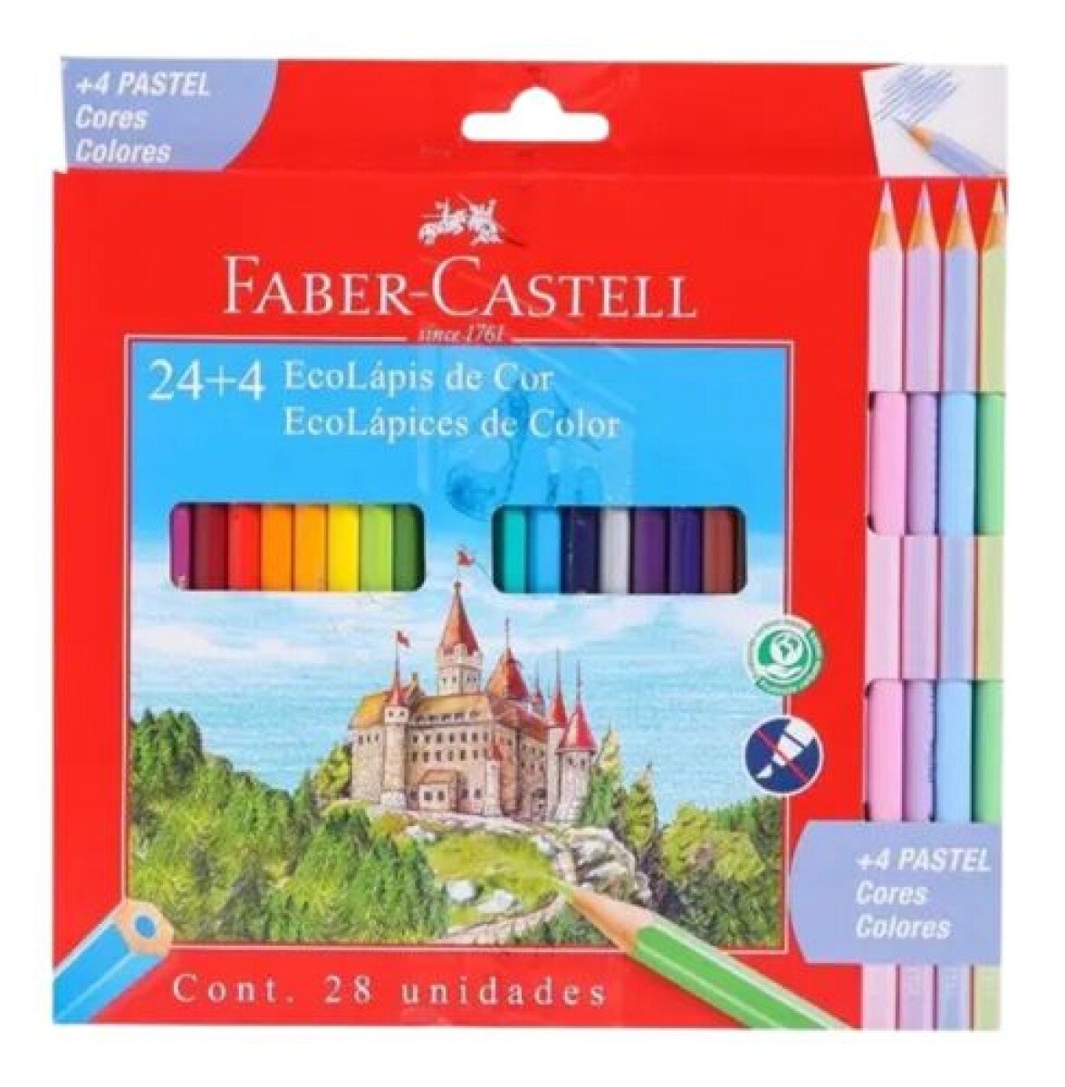 LAPIZ FABER CASTELL DE 24 COLORES + 4 COLORES PASTELES 