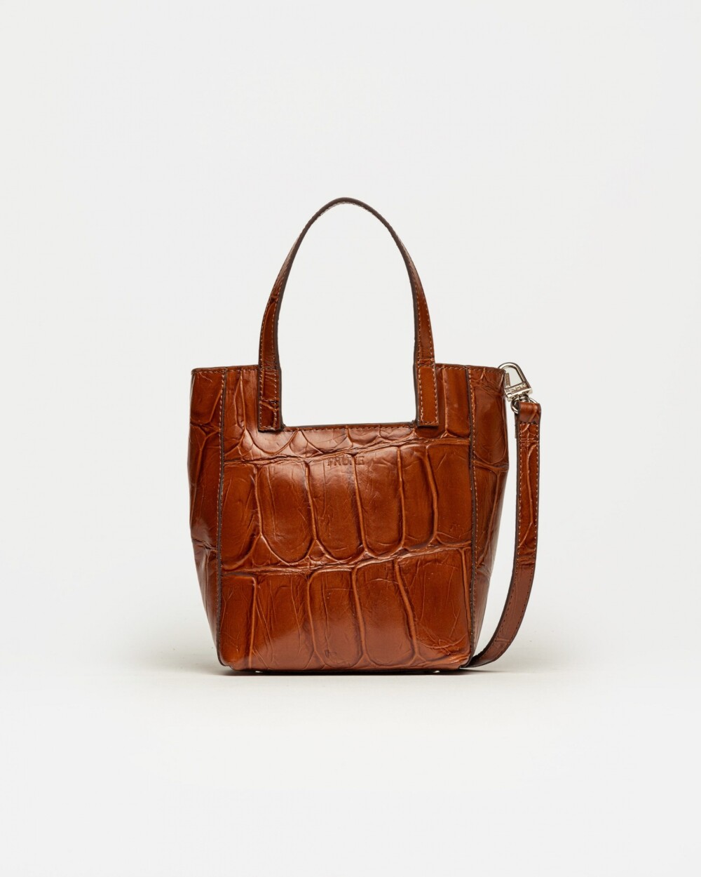 Mini Bag The Icon en cuero grabado big croco Cuoio