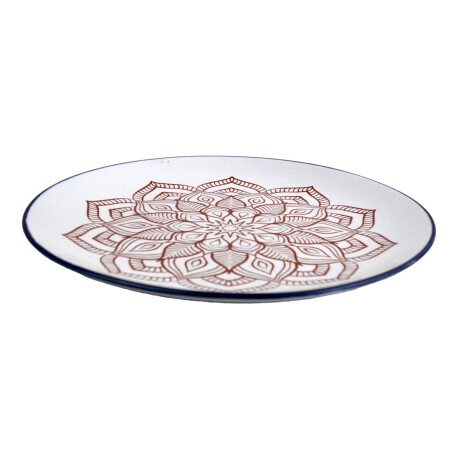 PLATO LLANO CERAMICA COLOR DISEÑO MANDALA BORDE OSCURO PLATO LLANO CERAMICA COLOR DISEÑO MANDALA BORDE OSCURO