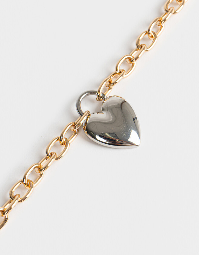 Collares Cortos Con corazón Collar Corto Con Corazón Mixplating - Combinacion Bicolor