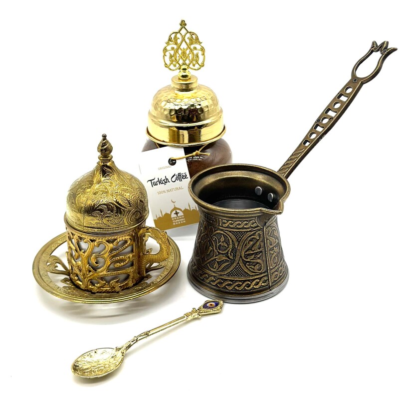 Set de café completo para uno Dorado