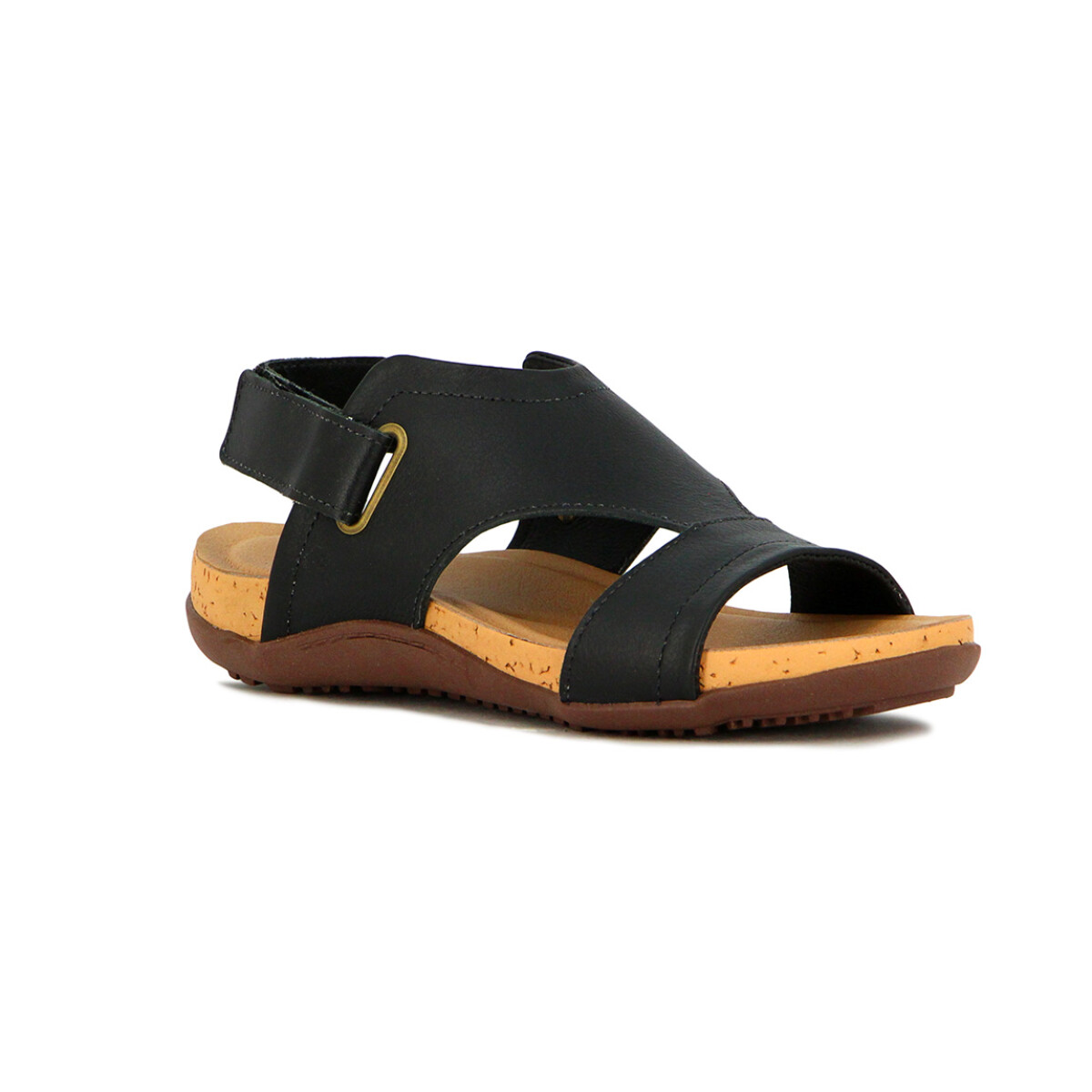 Sandalia Casual Mujer Country Dos Tiras Con Pulsera - Negro 