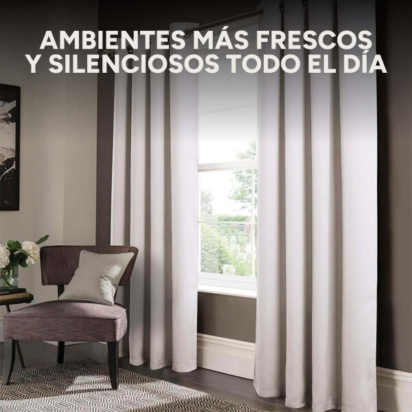 Cortina Blackout 100% Engomada Termica Set 2 Paños Tipo Lino Color Variante Blanco