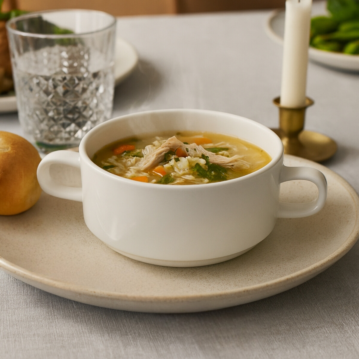 Taza Consome con Asas Actualite 300 ml Blanco Porcelana 