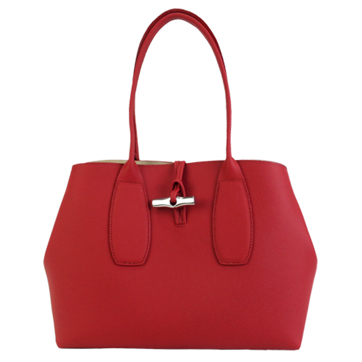 Longchamp -Cartera clásica de cuero, Roseau Essential - Rojo 