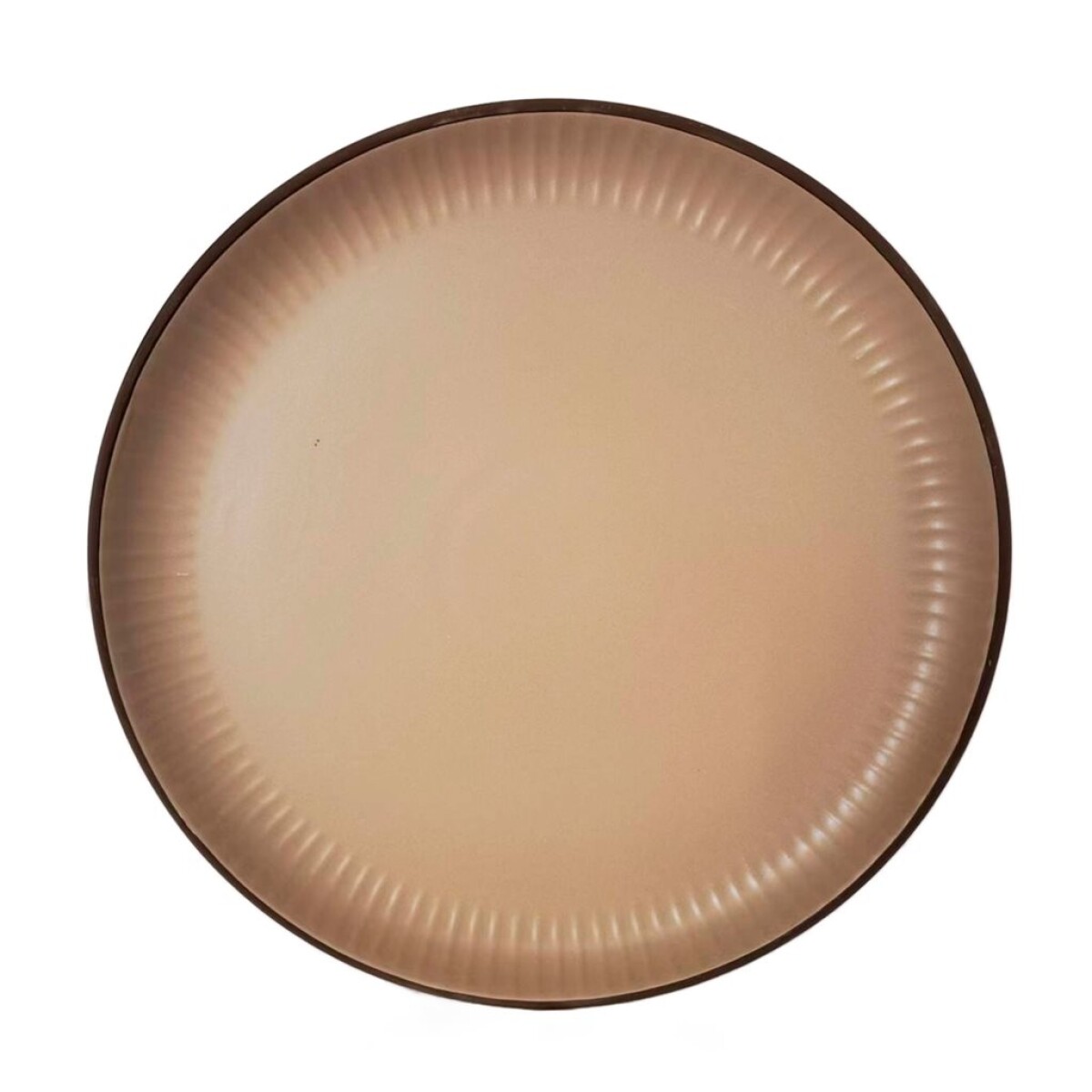 PLATO DE MESA D27CM LINEAS CAMEL BORDE MARRON 