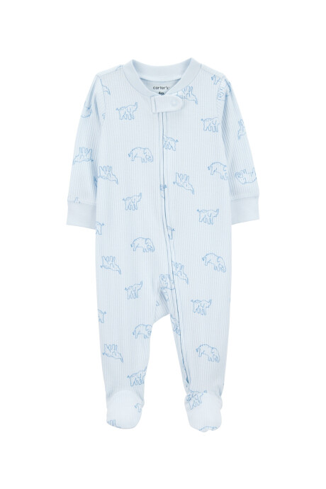 Pijama una pieza de algodón acanalado, con pie, diseño elefantes Sin color