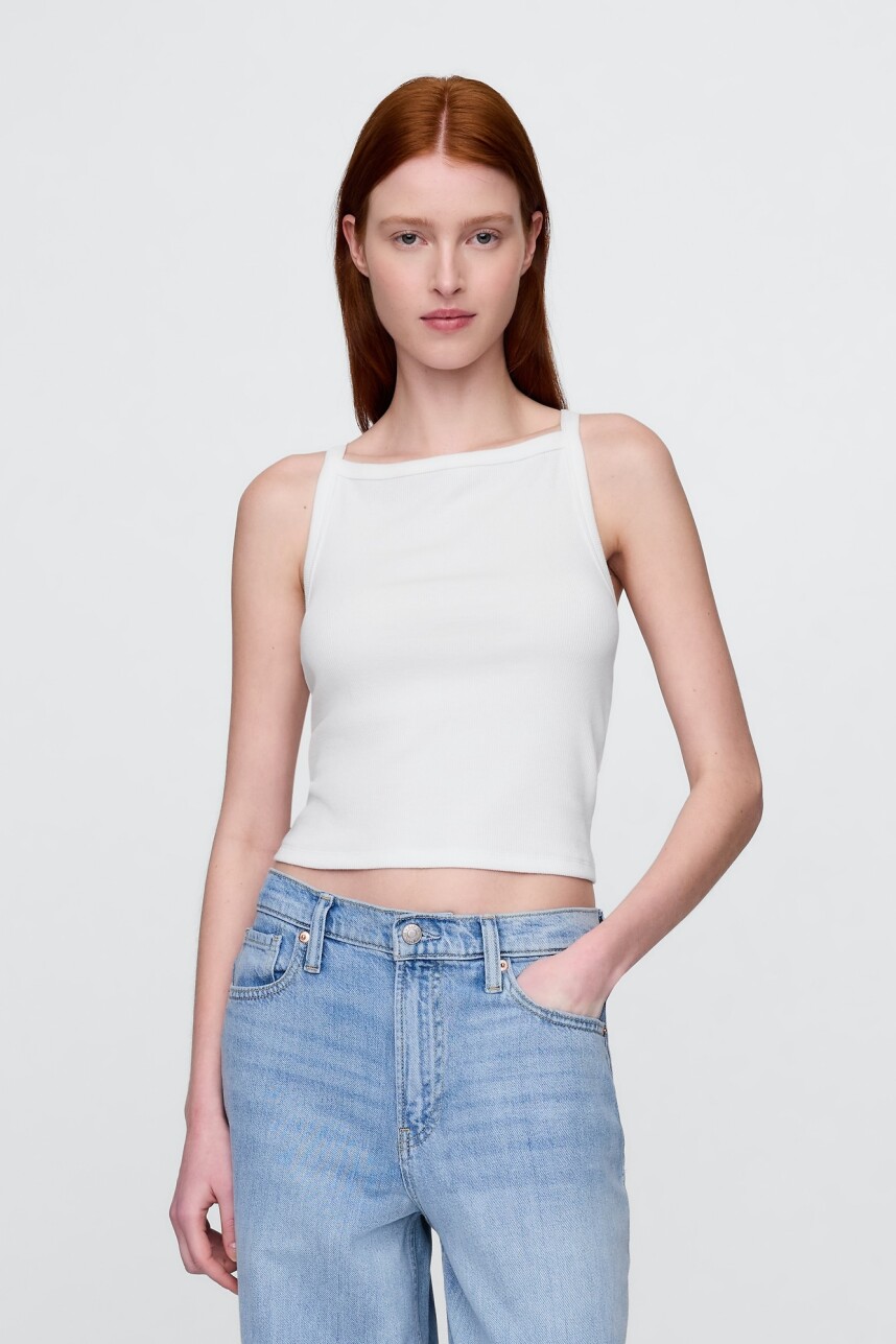 Musculosa Algodón Rib Mujer Fresh White