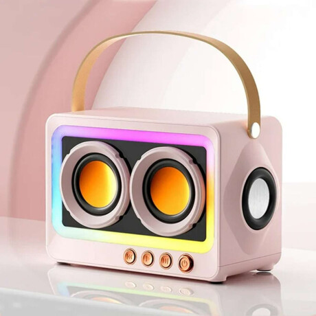 Parlante portátil Bluetooth con luces LED Rosa