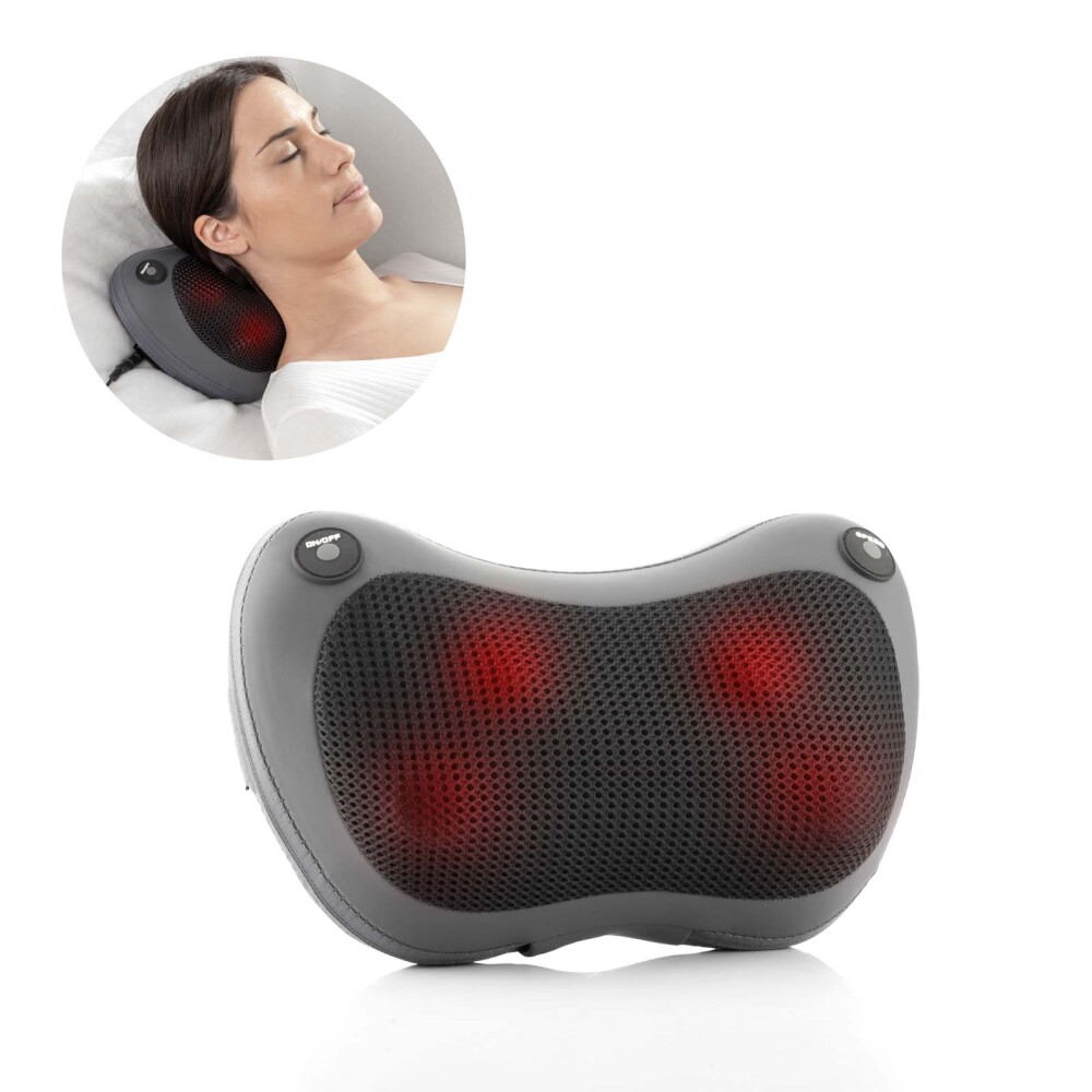 MASAJEADOR SHIATSU COMPACTO CUERO-POLIURETANO-Y-POLIESTER GRIS INNOVAGOODS