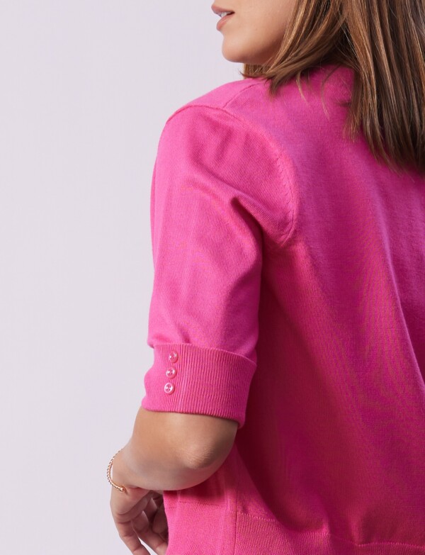 Cardigan Puño Botones FUCSIA