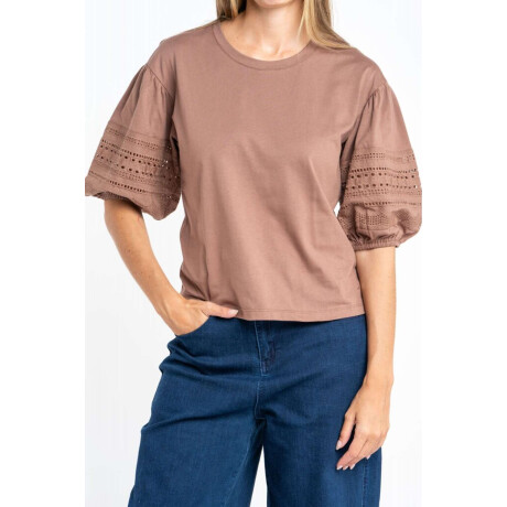 Remera Algodon Combinada Mocha