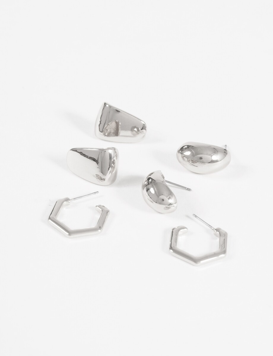 Set de caravanas pequeñas con forma - plateado 