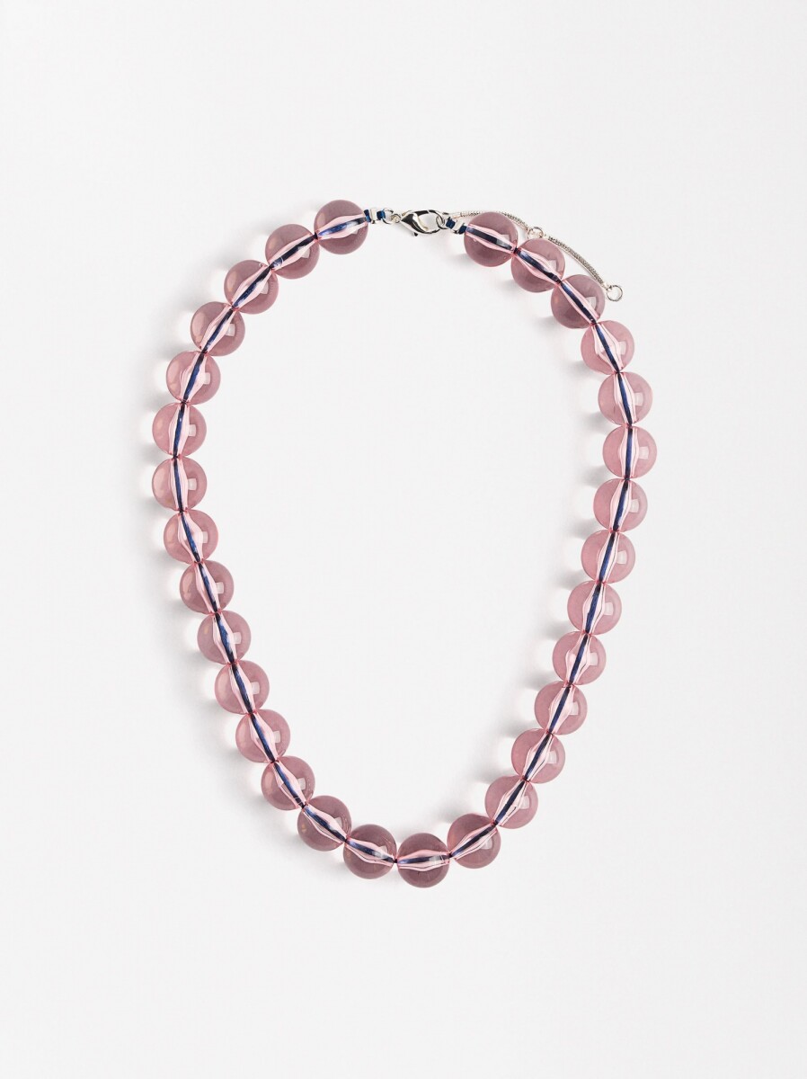 Collar De Cuentas Transparente - rosa 