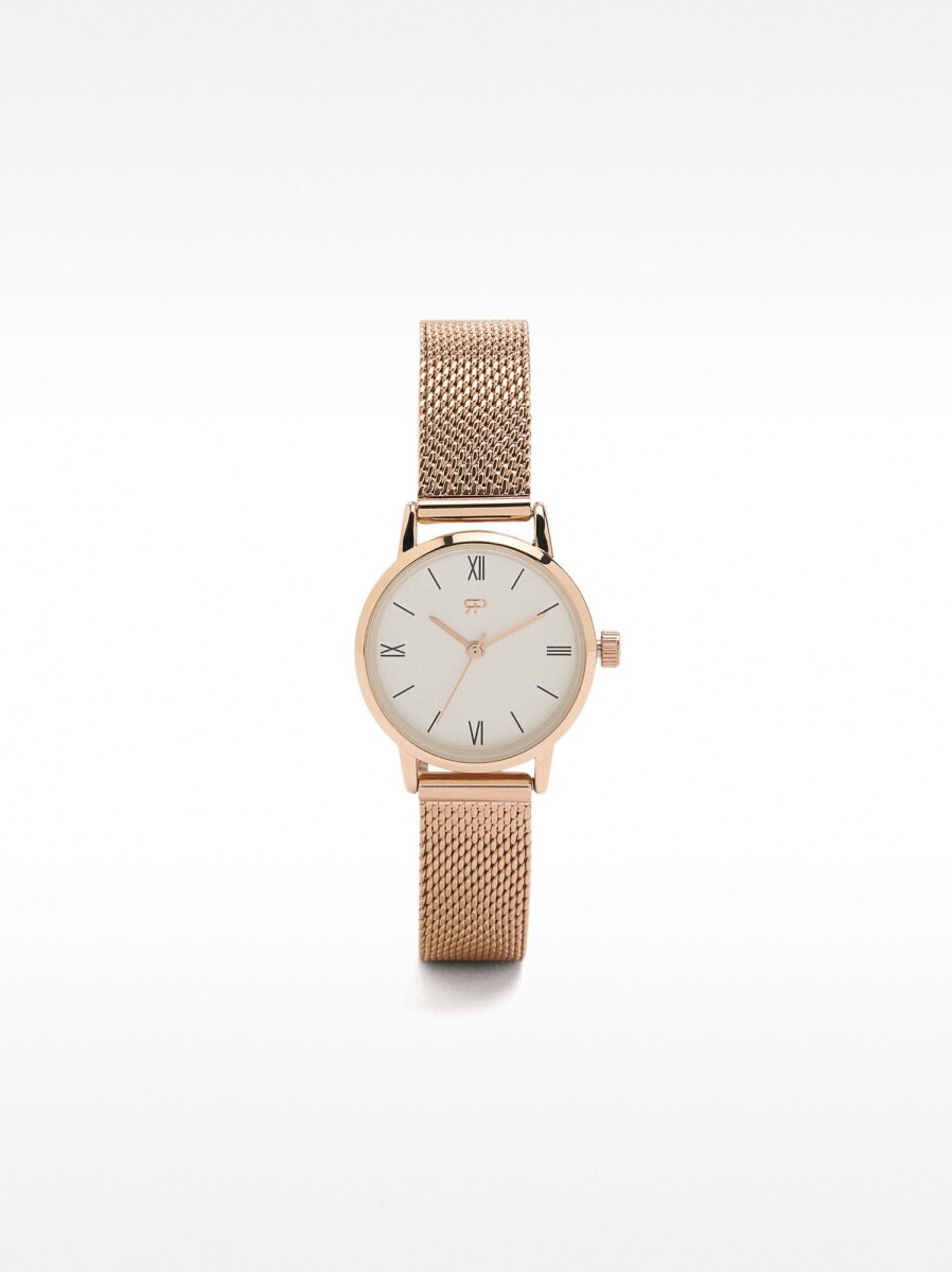 Reloj De Malla Metálica De Acero Inoxidable - oro-rosa 