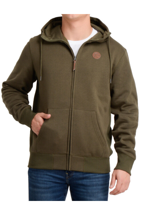 Campera O'Neill Full Zip Leather Patch Verde