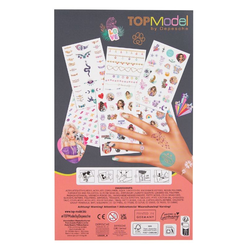 Tatuajes temporales infantiles x6 hojas Top Model Tatuajes temporales infantiles x6 hojas Top Model