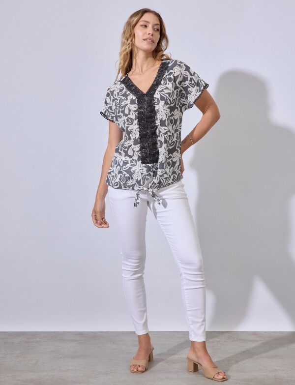 Blusa Broderie GRIS/MULTI