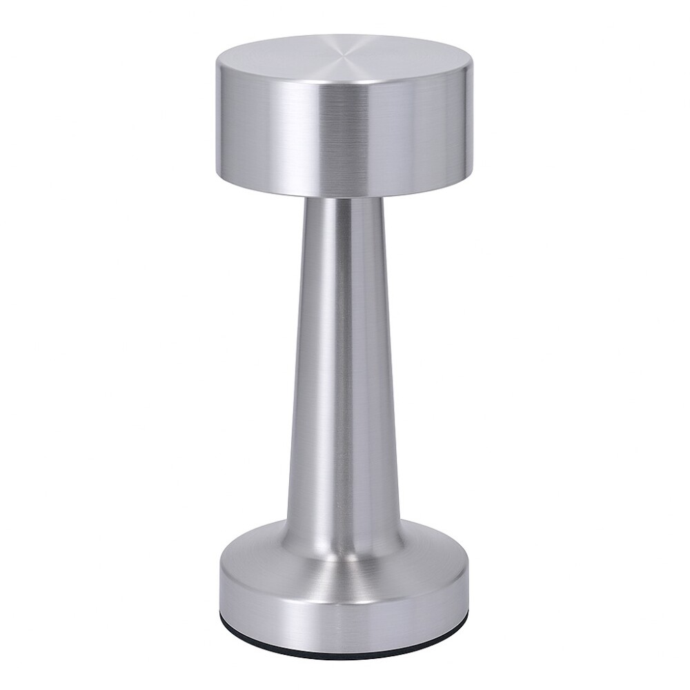Lampara De Mesa De Luz Led Recargable Con Diseño De Cilindro Plateado