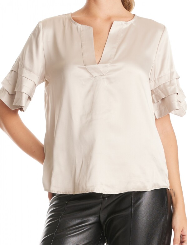 Blusa Saten Volados BEIGE