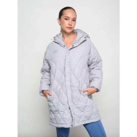 Campera puffy umbro capitoneada larga con capucha Gris