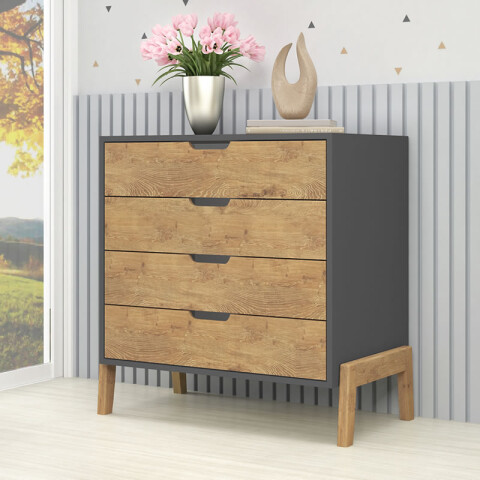 Cómoda Cajonera 4 Cajones Rieles telescópicos Combinada con Patas Madera - MDP - Linea Melilla Cómoda Cajonera 4 Cajones Rieles telescópicos Combinada con Patas Madera - MDP - Linea Melilla