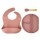 Set de Comida para Bebé con Babero Plato Cuchara en Silicona Rosa Viejo