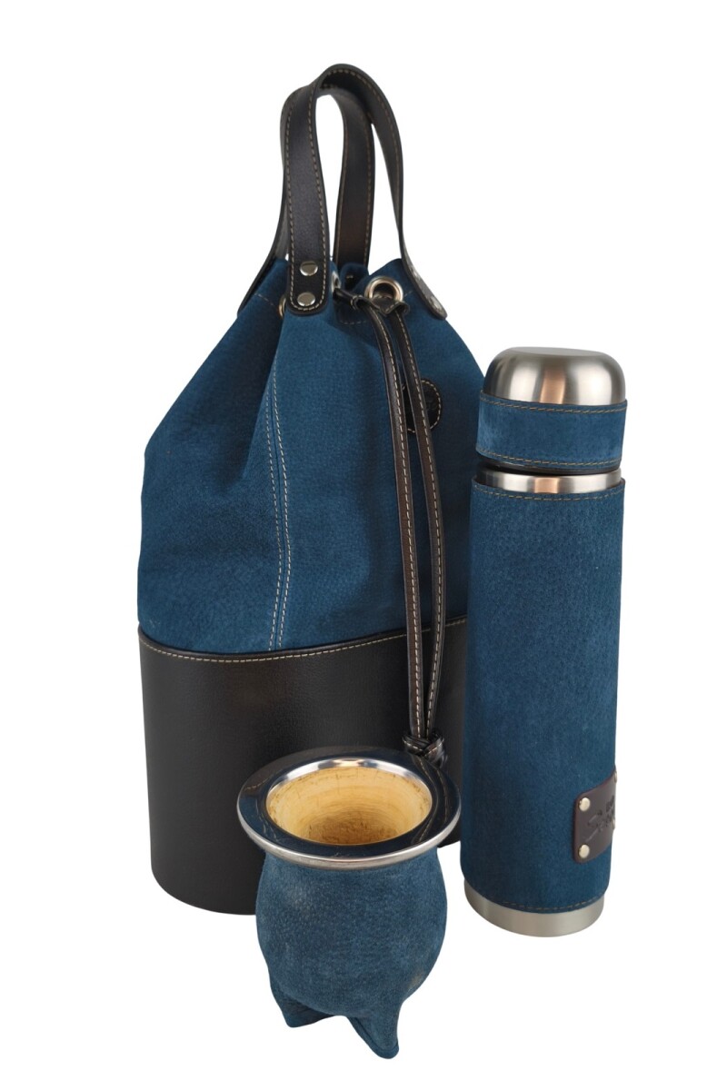 Matera bolso con división en cuero Azul